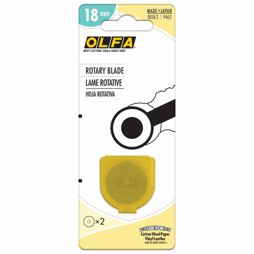 18mm double pack rotary blades for quilting and crafts, stainless steel, sharp and durable