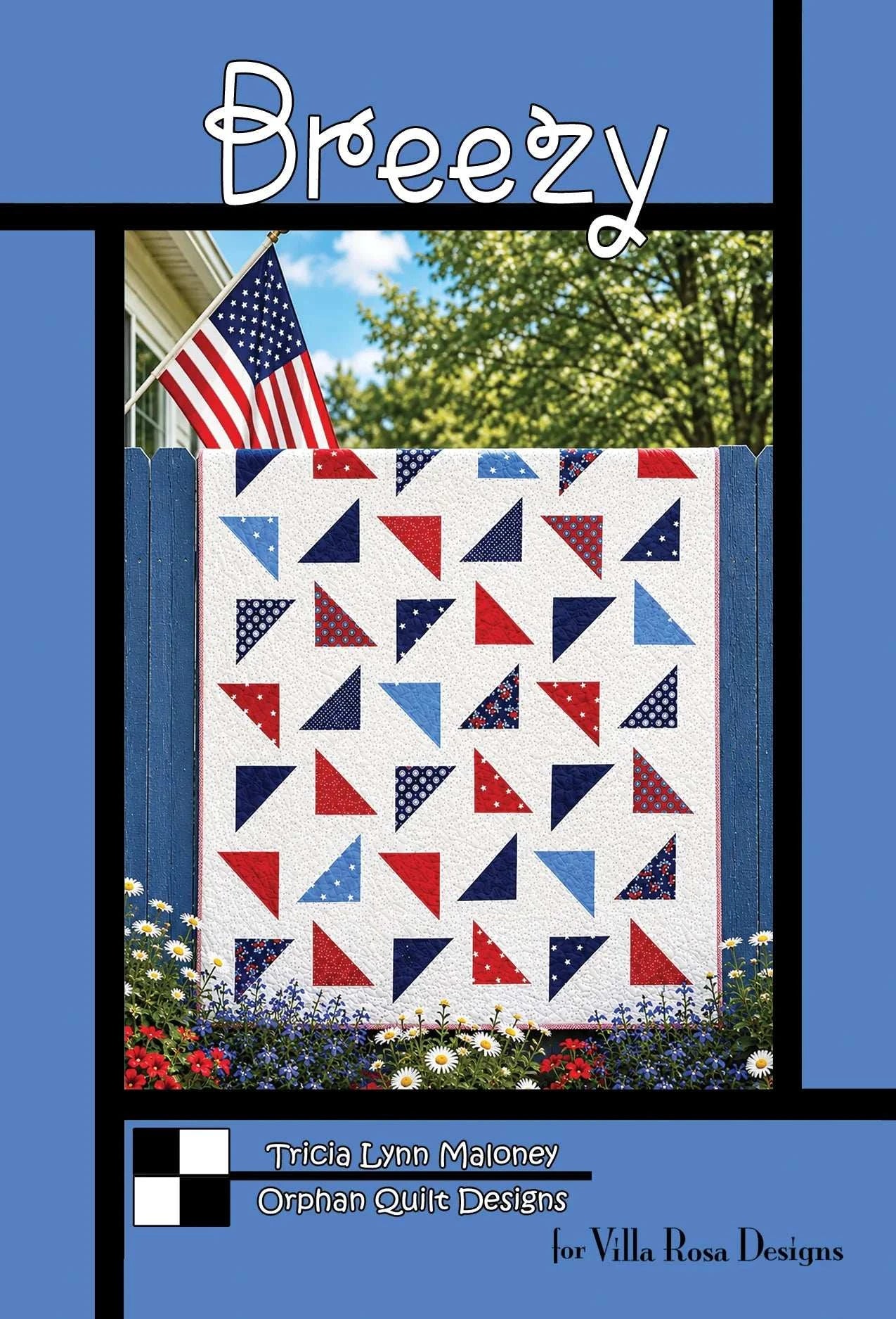 PATTERN Breezy VRDOQ139 quilt by Tricia Lynn Maloney with windblown half square triangles design