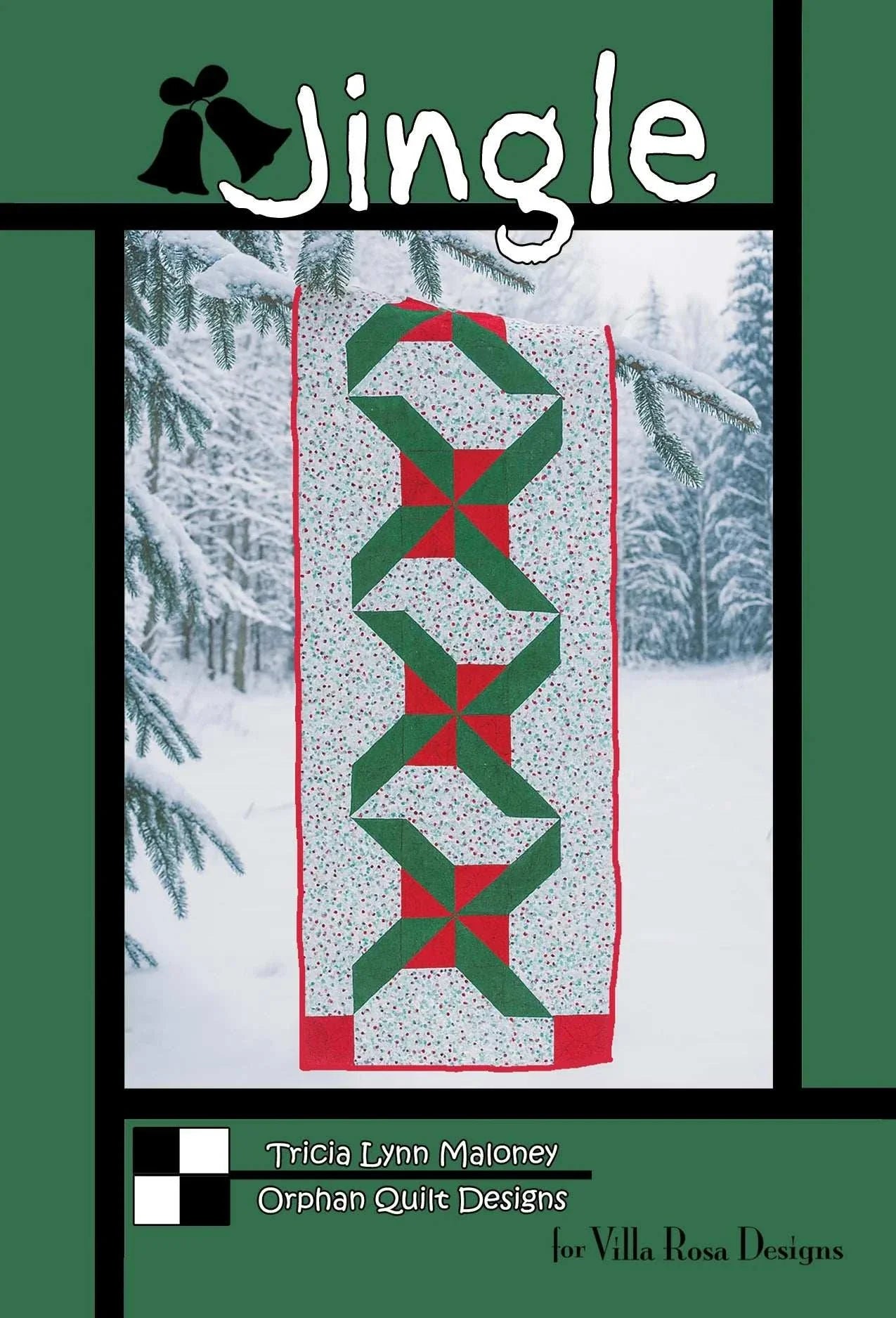 Jingle pattern quilt table topper 16x52 inches by Tricia Lynn Maloney