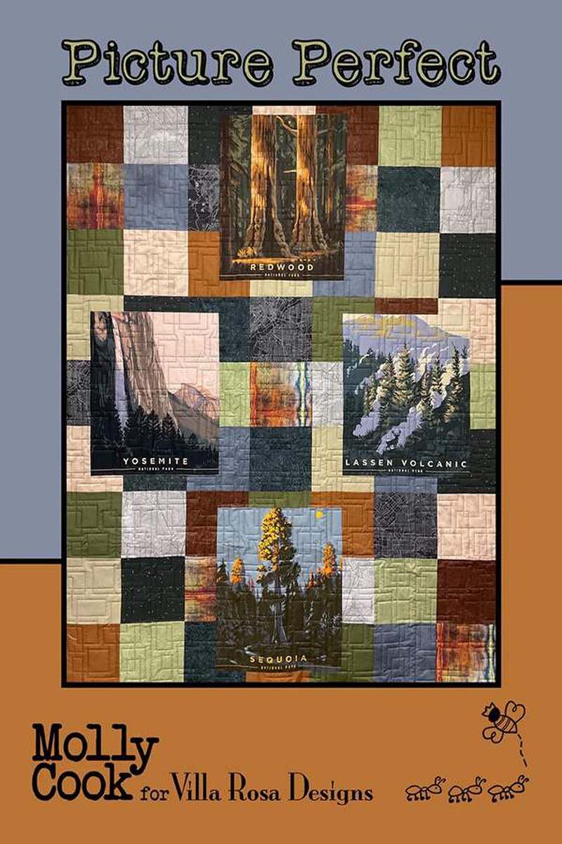 Pattern Picture Perfect VRD MC105 quilt pattern by Molly Cook for Villa Rosa Designs with forest panel designs and patchwork blocks