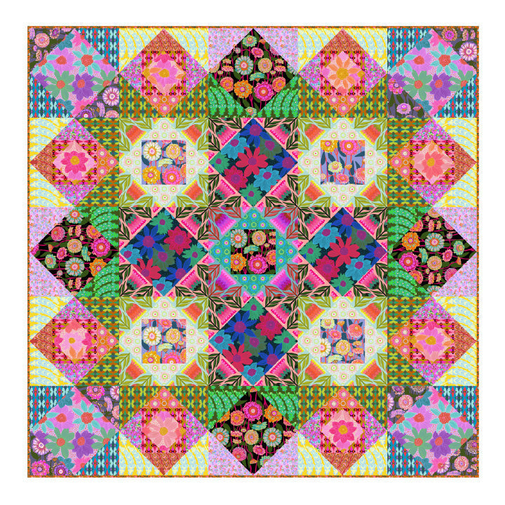 Jumpstart Quilt Kit 76 inch square quilt top with Jumpstart fabric collection from Anna Maria Textiles