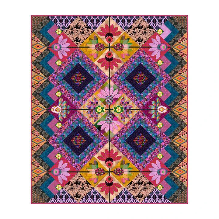 Bespoke Quilt No. 1 quilt kit by Anna Maria Textiles with pattern, templates, and fabrics for 71x85 inch quilt top and binding