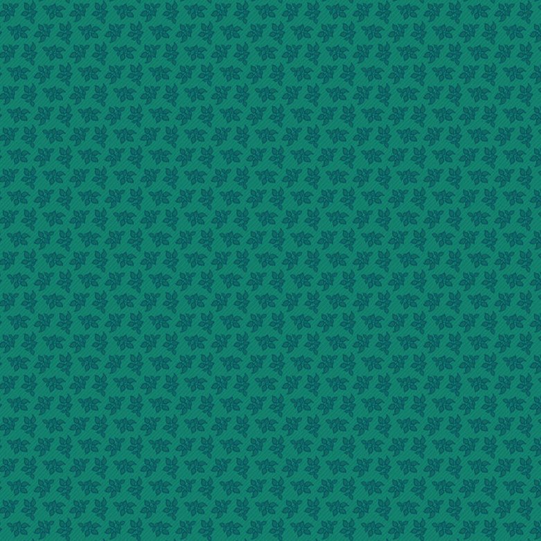 Vintage Cloth Tea House Vondel fabric by Sew Kind of Wonderful with small floral pattern in teal and dark green