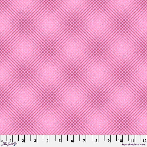 True Colors 2025 fabric by Tula Pink pink grid pattern FreeSpirit Fabrics