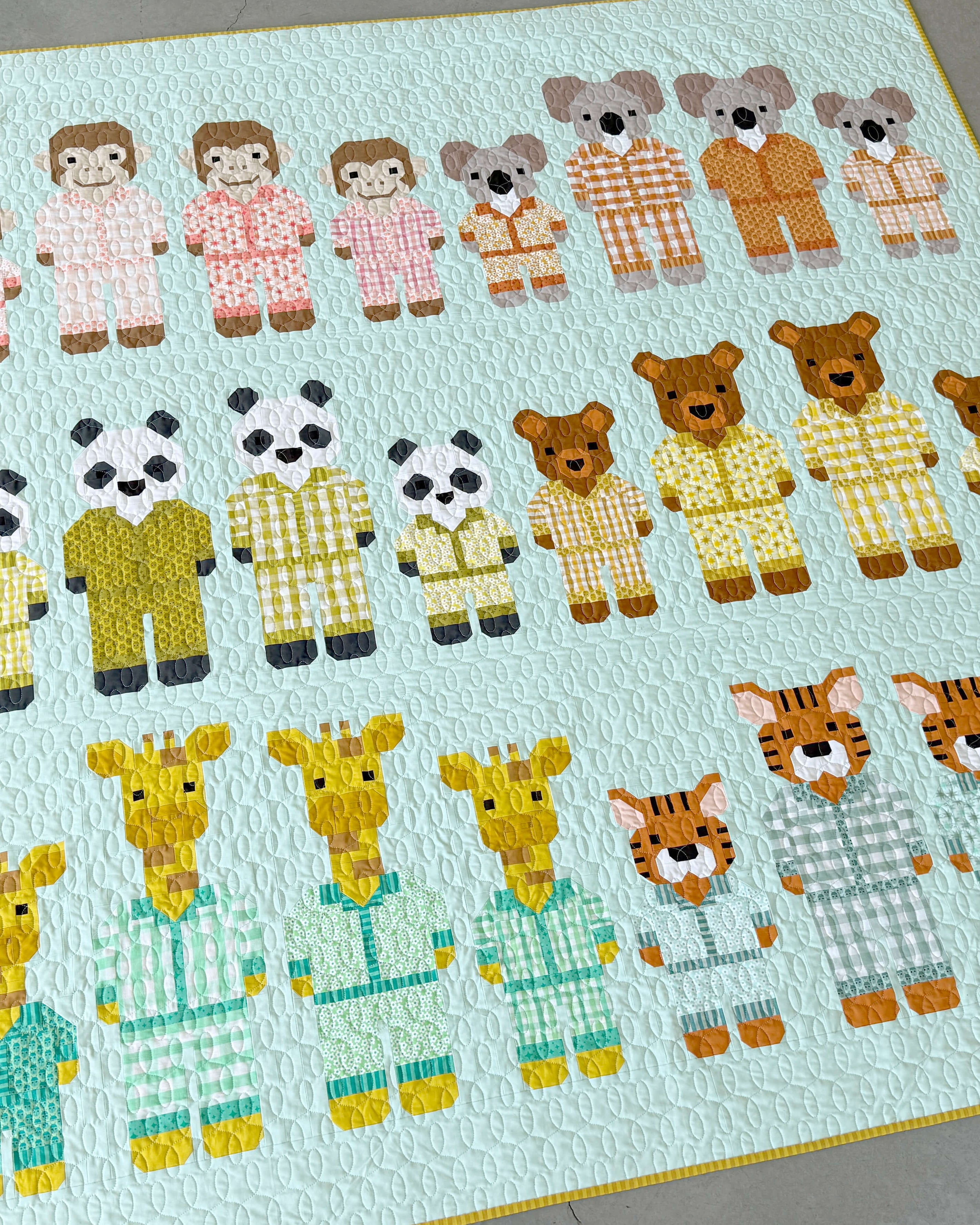 Pajama Party Quilt Kit featuring Popcorn fabric by Elizabeth Hartman, Moda Fabrics, 73x75 inches, pre-order shipping November 2026