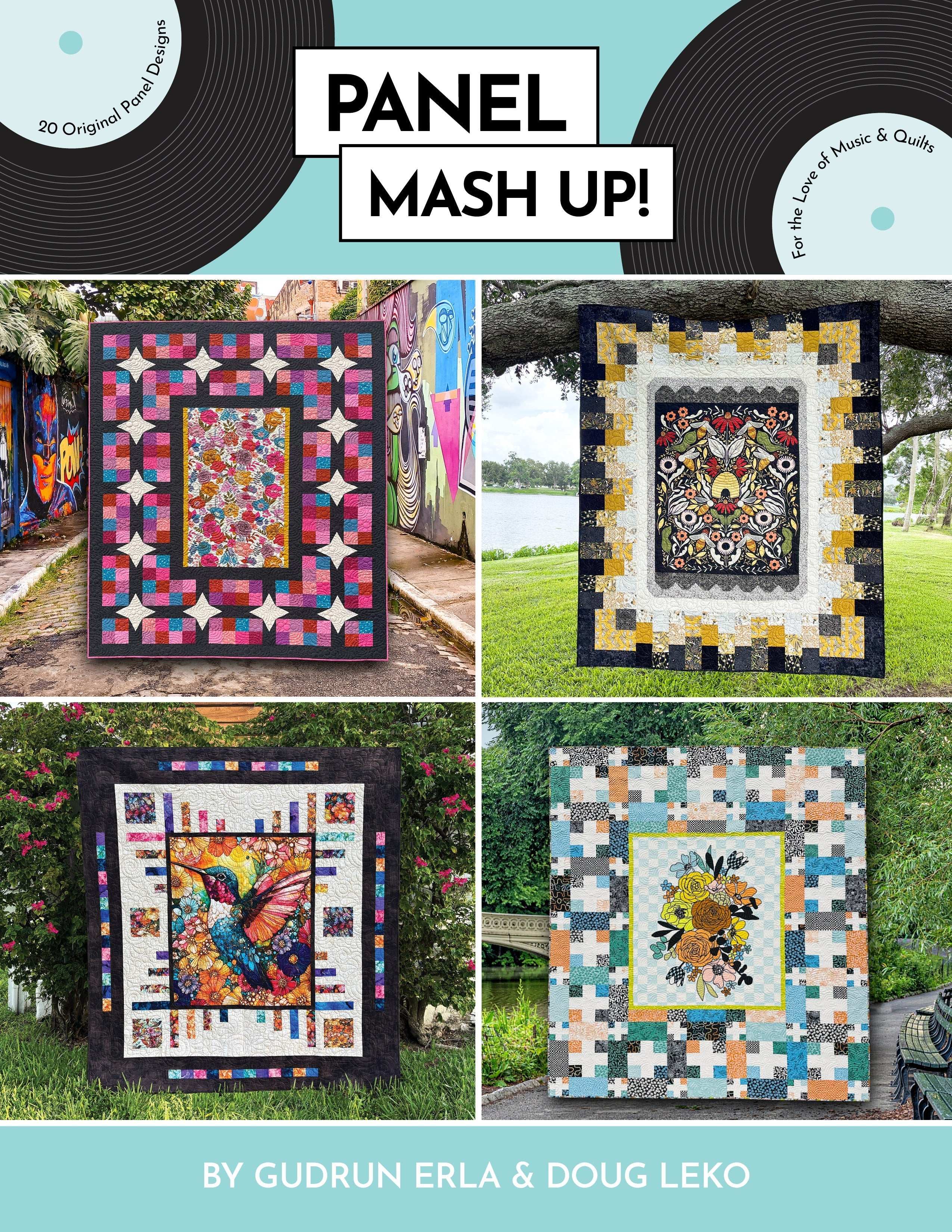 Panel Mash-Up book cover showcasing creative fabric panel quilt designs by Gudrun Erla and Doug Leko