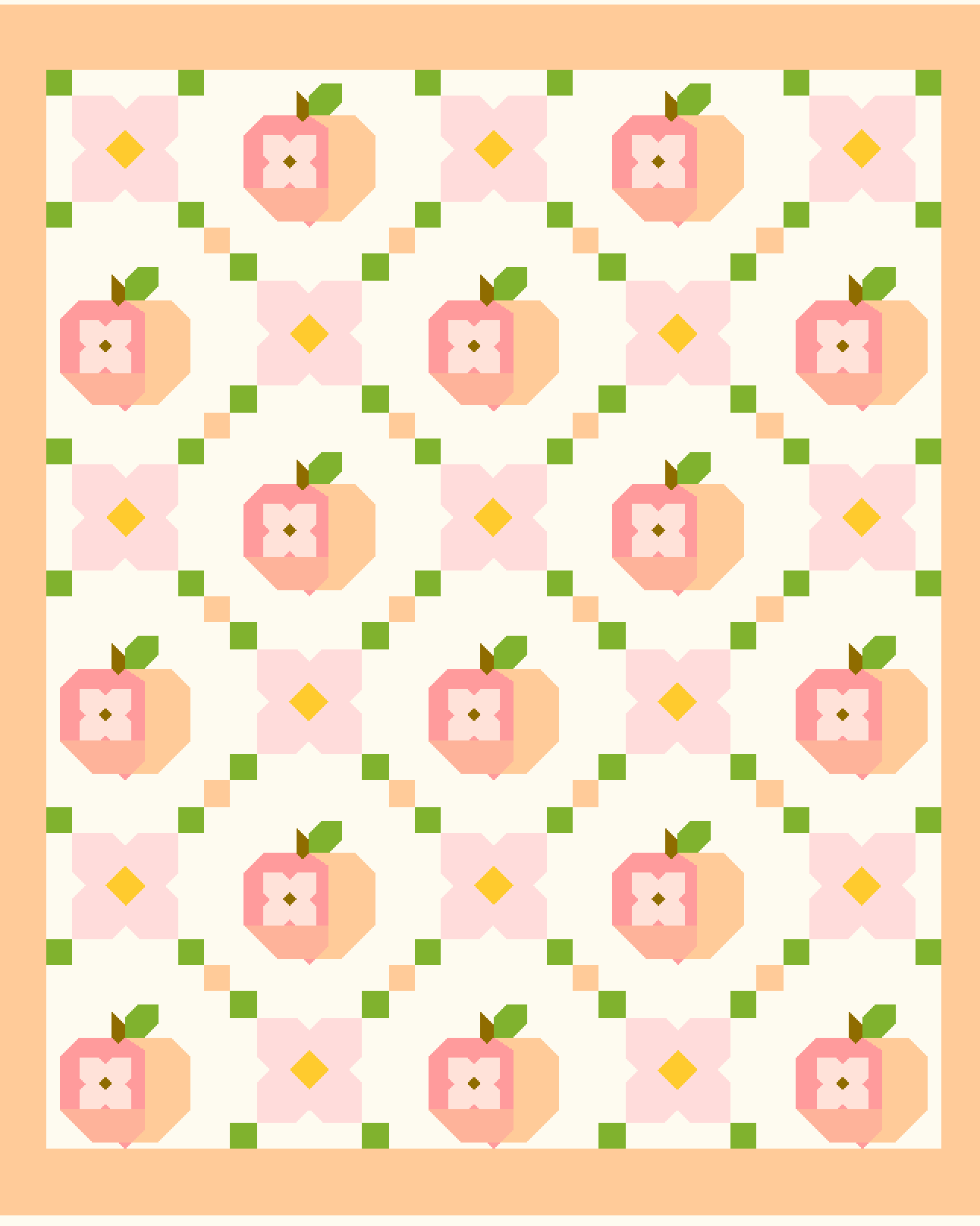 Peach Blossom Quilt Kit featuring peach and pink floral fabrics by Bella Rose Quilts, 61"x71.5" throw size