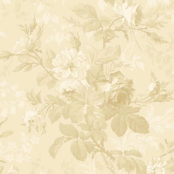 Kathleen's Story Wideback 108" Monotone Cream Floral Fabric by Chris Schulte for Marcus Fabrics
