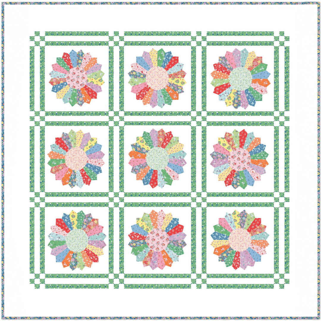 Blissful Quilt Kit featuring Traditional 30’s fabric collection by Lindsay Wilkes, 66x66 inch quilt top and binding materials