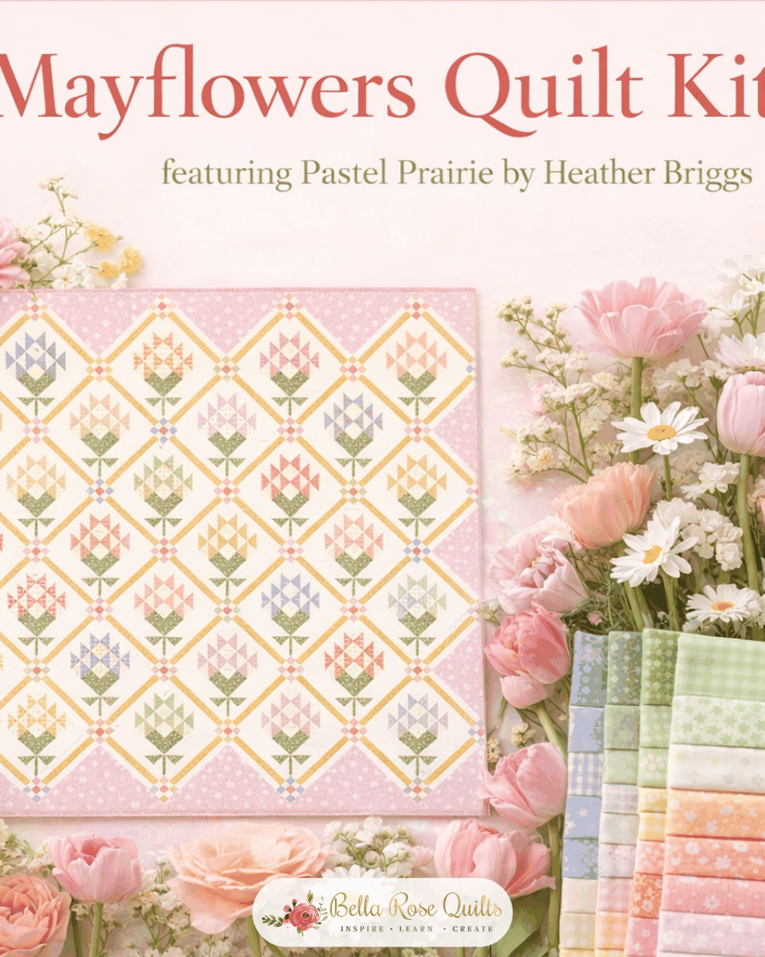 Mayflowers Quilt Kit 78 inch square featuring Pastel Prairie by Heather Briggs for Moda Fabrics