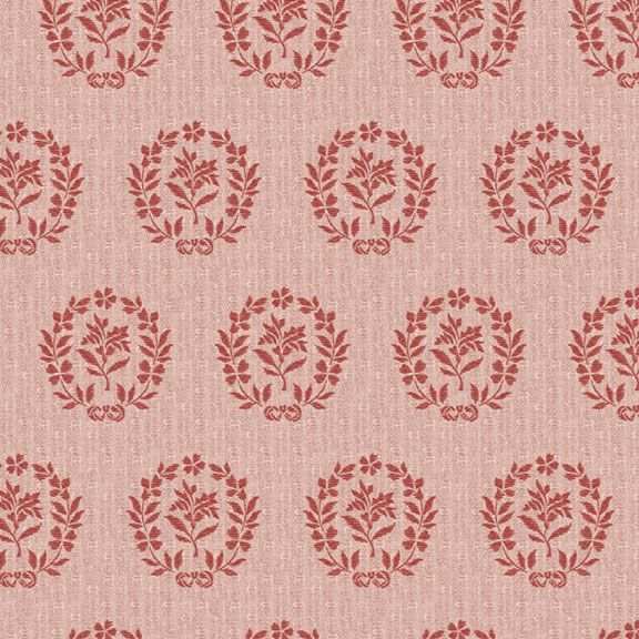 Love Letters Damask Pink fabric by Dawn Heese featuring heart-shaped paisley motifs in pink