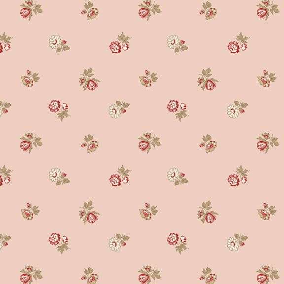 Love Letters Tossed Floral Pink fabric by Dawn Heese featuring vintage letter and floral motifs