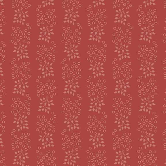 Red Love Letters Leaves fabric with circles design by Dawn Heese for Marcus Fabrics, sold in half-yard increments