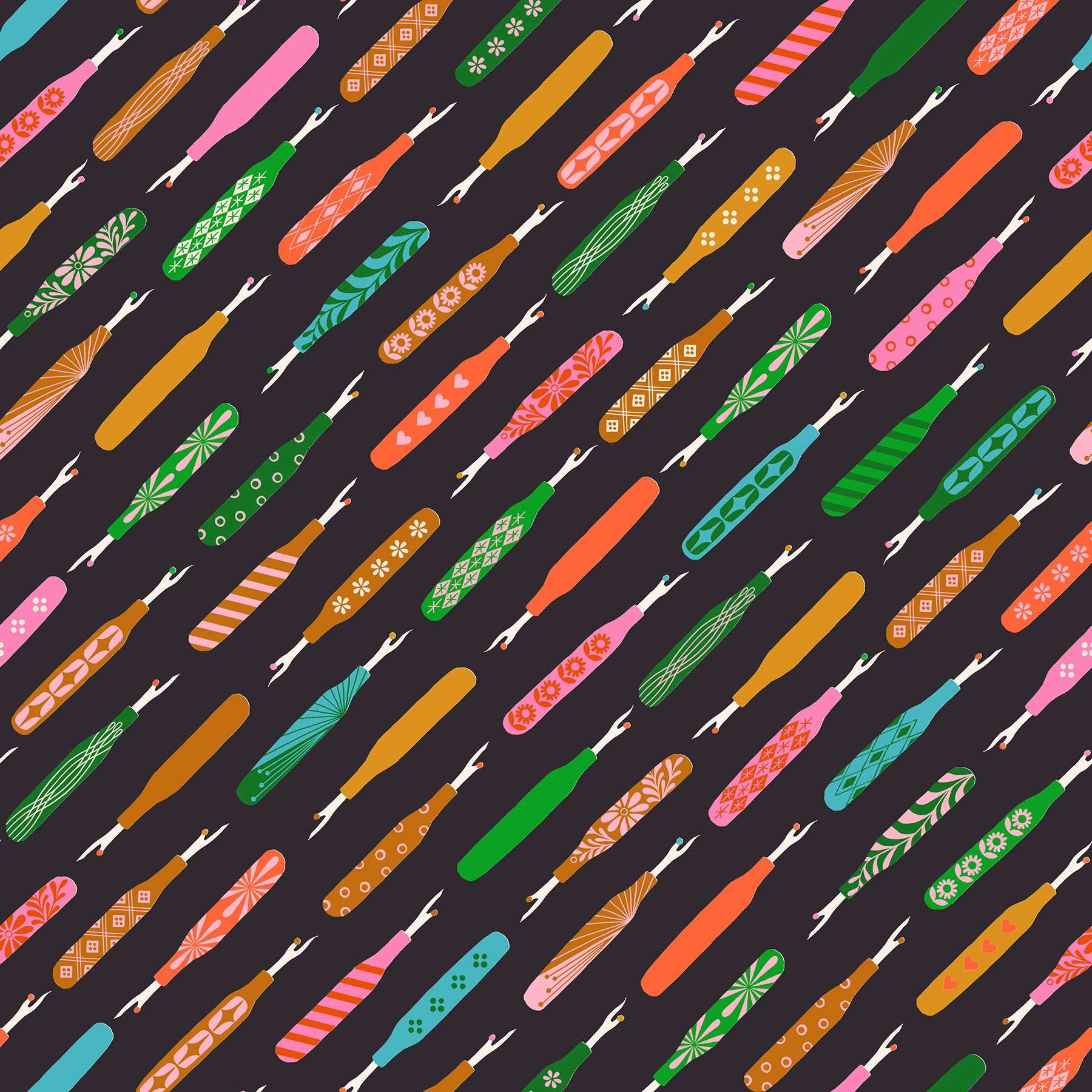 Ruby Star Society 1 800 Notion Seam Rippers Soft Black fabric with sewing motifs by Moda Fabrics