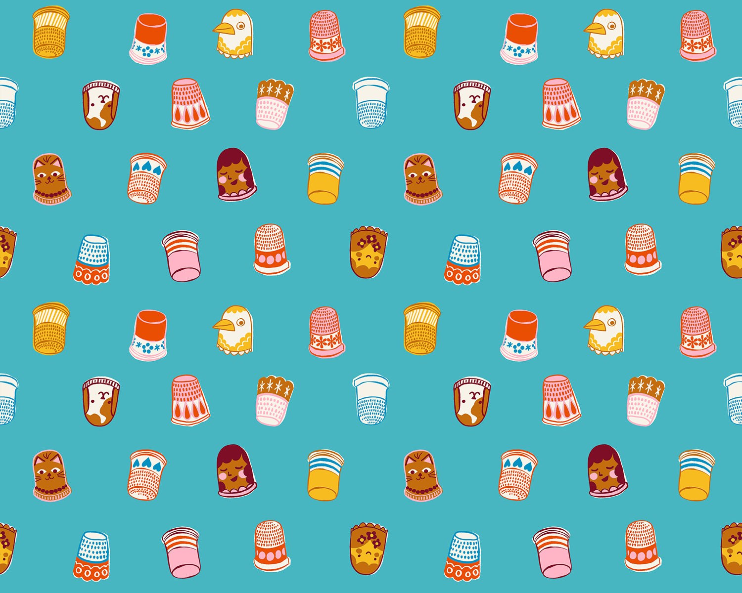 1 800 Notion turquoise thimbles fabric by Ruby Star Society for Moda Fabrics sold by half yard