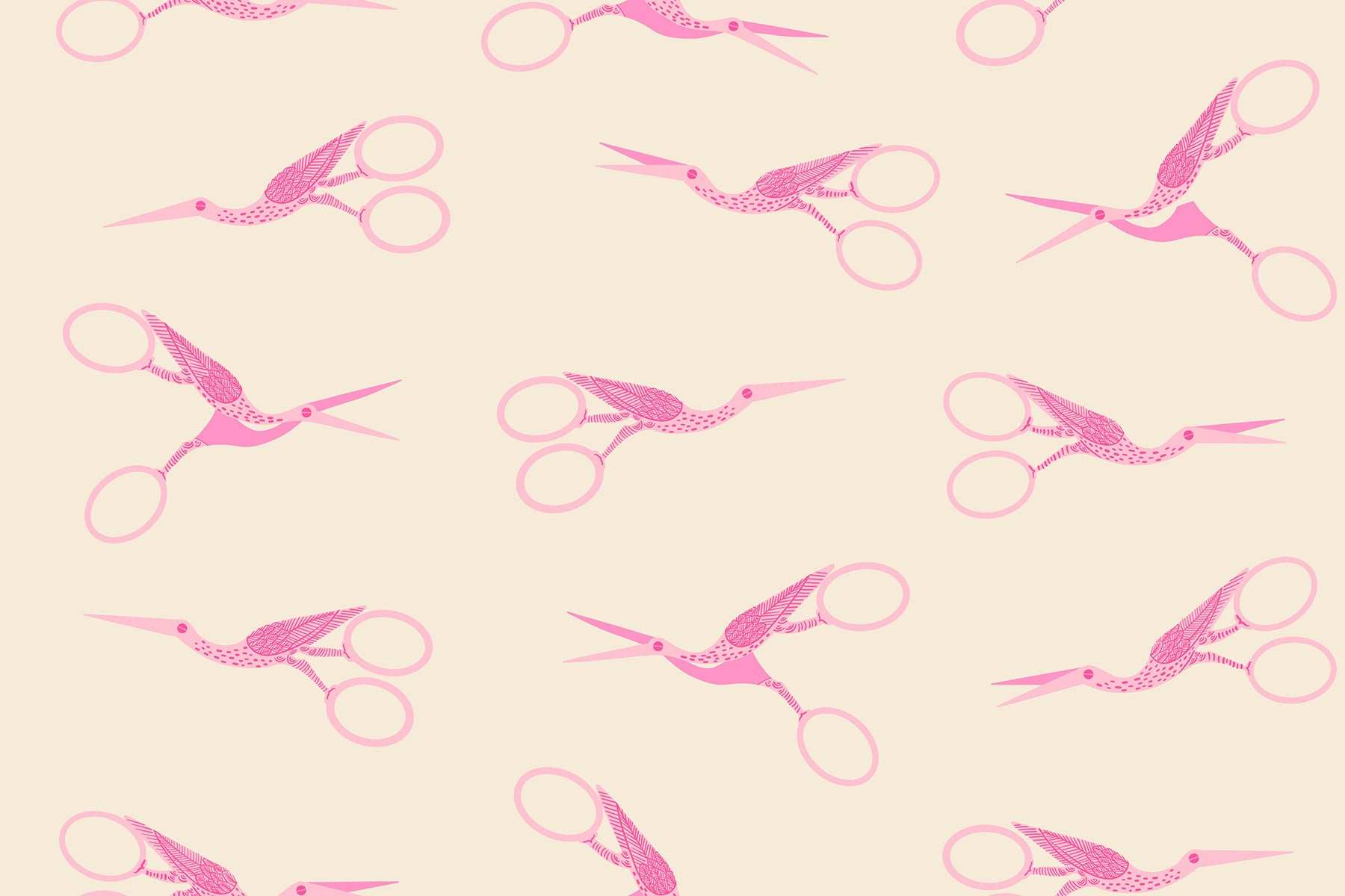 1 800 Notion Stork Scissors Shell fabric by Ruby Star Society, sewing-themed quilting fabric sold in half-yard increments
