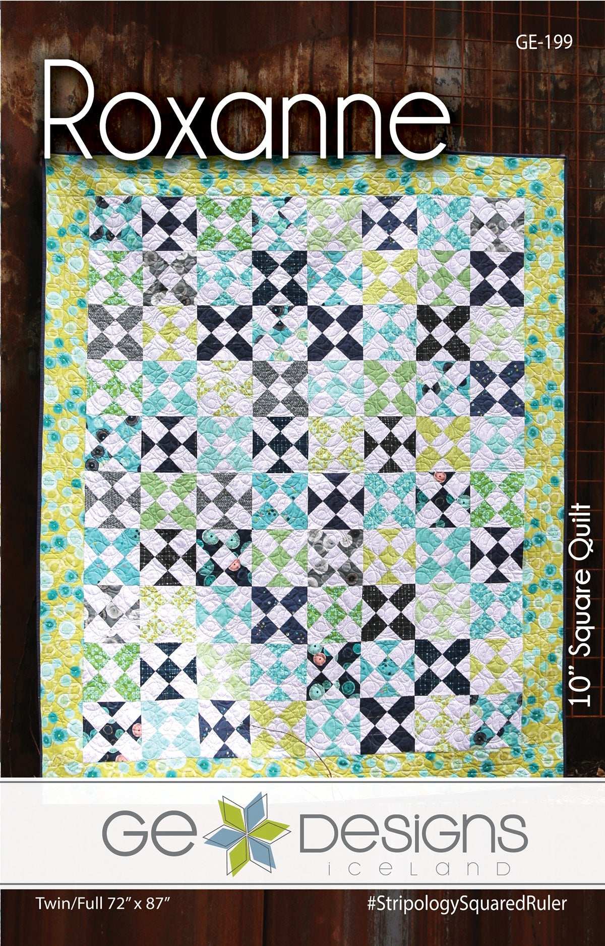 Roxanne 10 inch square quilt pattern made with Stripology Squared ruler in multiple sizes
