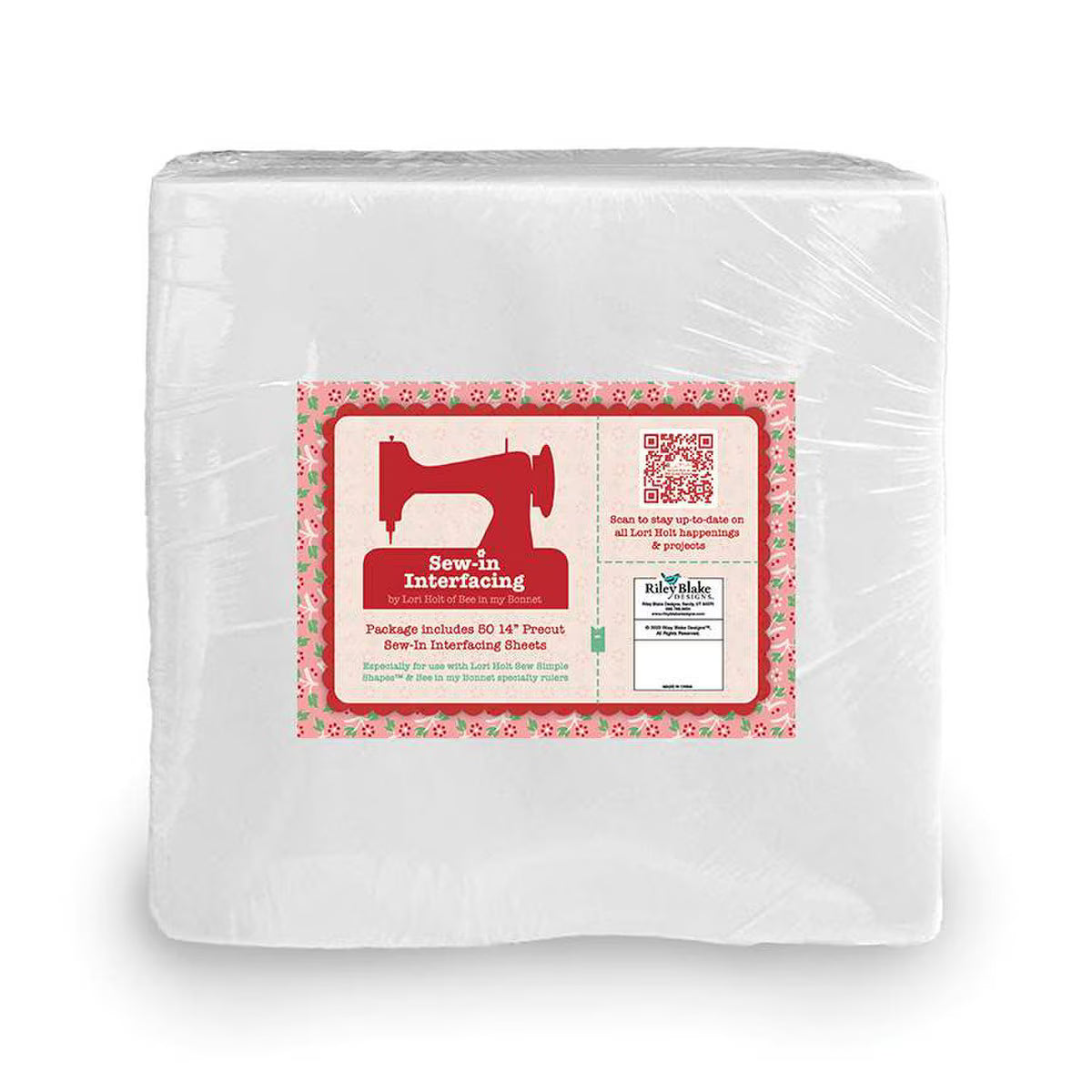 Pack of 50 Lori Holt Sew-In Interfacing 14x14 inch pre-cut squares for sewing and craft projects