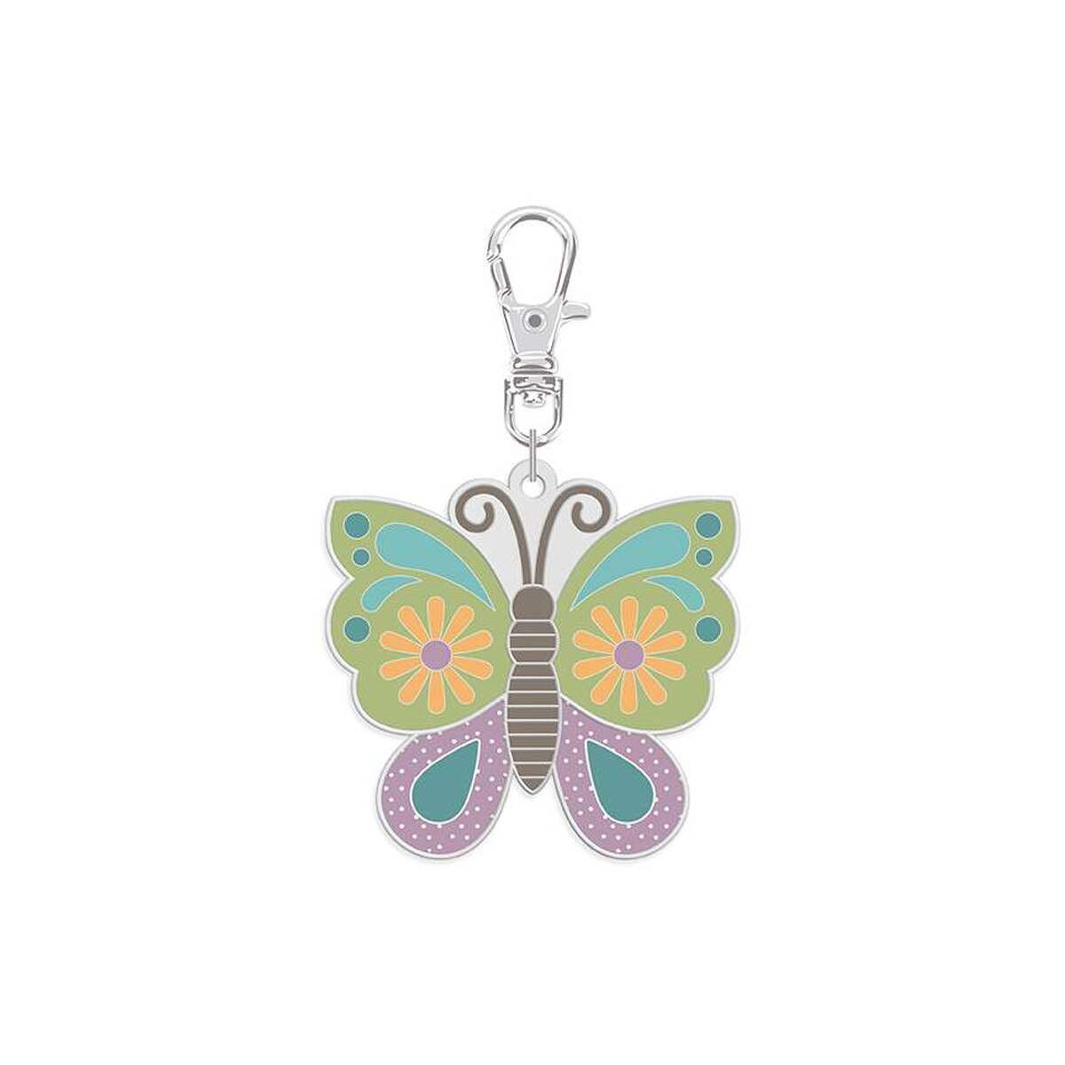 Butterfly Enamel Happy Charm keychain with colorful floral wings by Lori Holt of Bee in My Bonnet