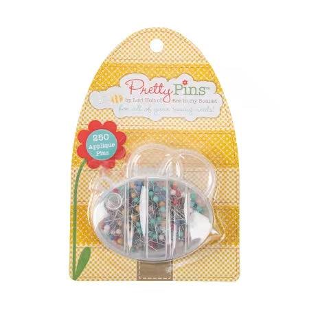 Lori Holt Applique Pretty Pins 250 colorful pins in bee-shaped container for quilting and applique projects