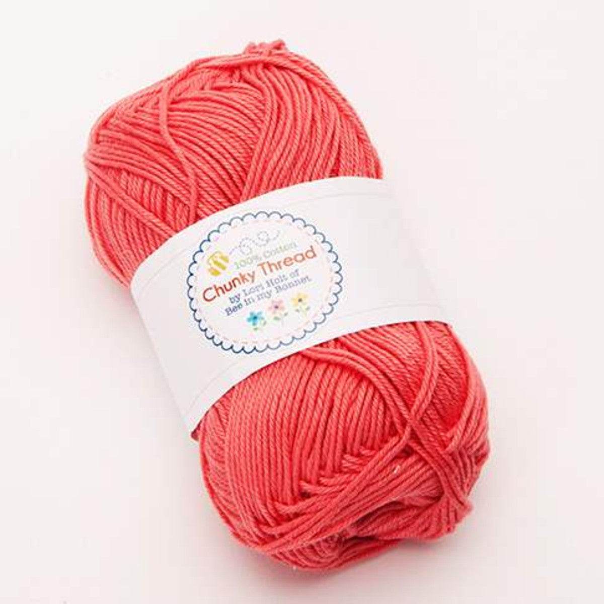Lori Holt Chunky Thread lipstick pink 100% cotton sport weight yarn skein for knitting and crochet