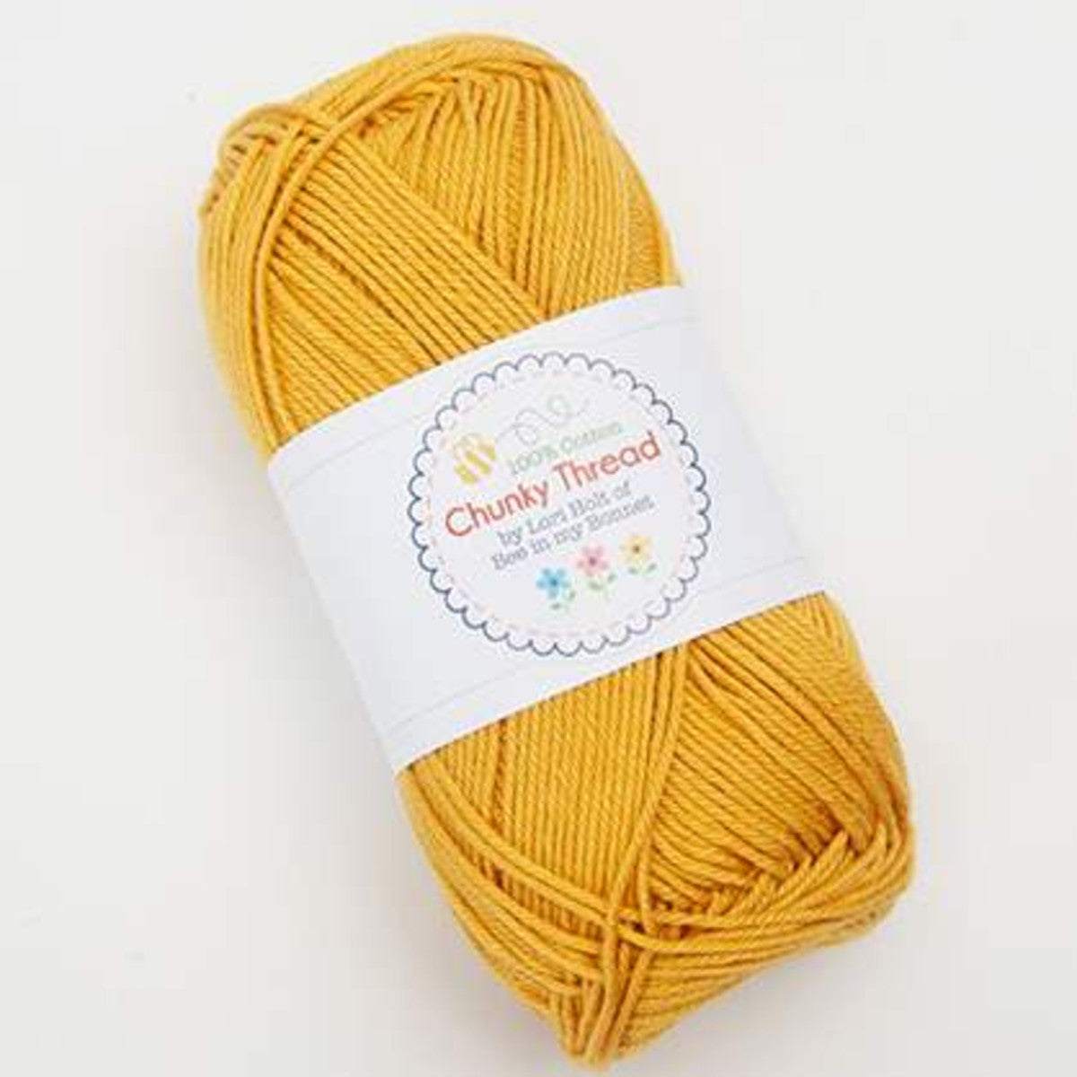 Lori Holt Chunky Thread honey yellow cotton yarn skein for knitting and crafts