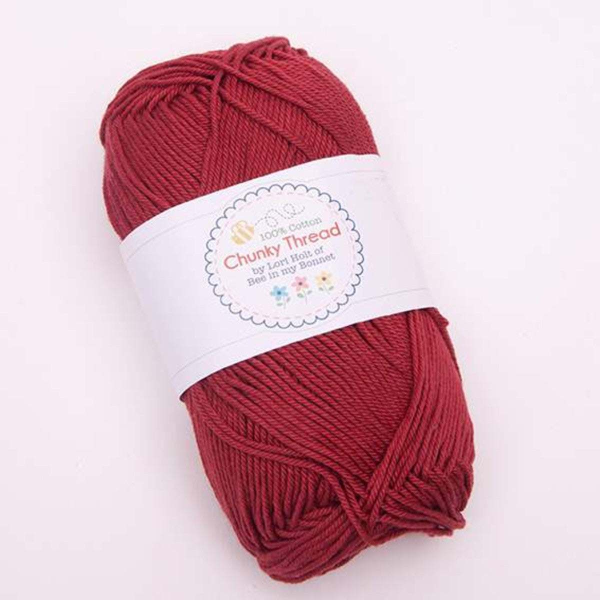 Lori Holt Chunky Thread 100% cotton brick red yarn skein for knitting and crochet