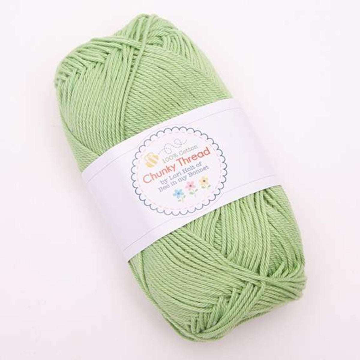 Lori Holt Chunky Thread spring green cotton yarn skein for knitting and crochet crafts