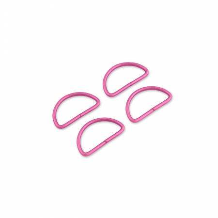 Set of four Tula Pink 1-1/2 inch powder-coated pink pearlescent D-rings for bags and accessories