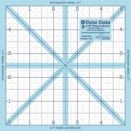 Lori Holt Cute Cuts 5.5-inch non-slip square quilting ruler with diagonal and seam allowance markings