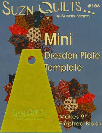 Mini Dresden Plate Template SUZ186 by Susan Marth for 9-inch finished quilt blocks
