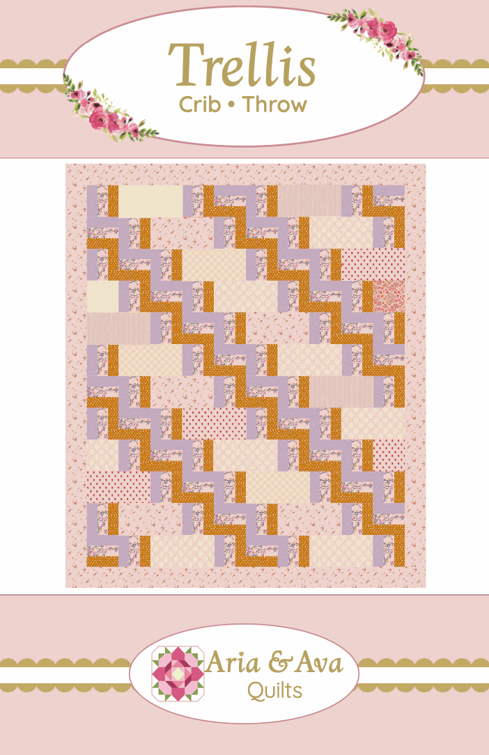 Trellis Pattern crib throw quilt in pastel colors by Aria & Ava Quilts