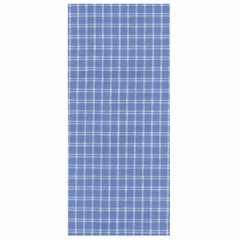 Provençal blue window pane tea towel with plain weave and cream background for embroidery or appliqué