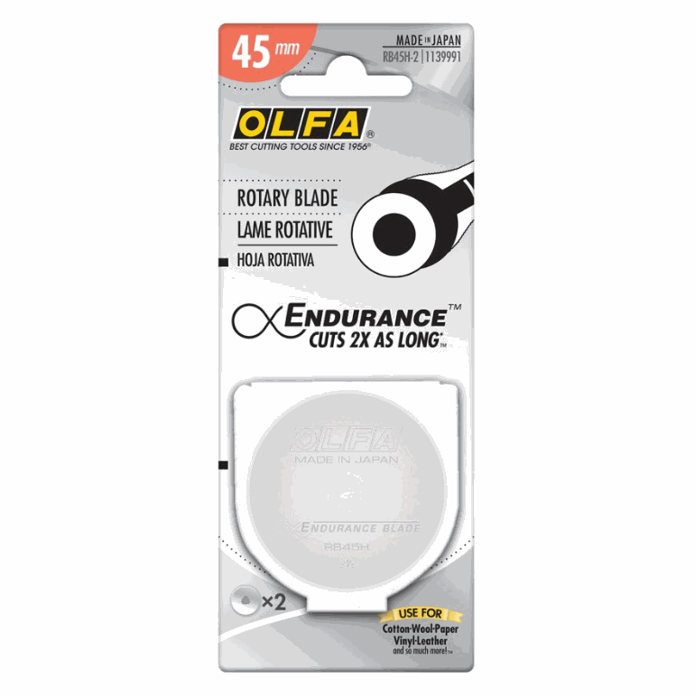 OLFA Endurance Rotary Blades 45mm 2 pack stainless steel cutting blades