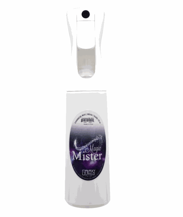 Magic Mister white 10 oz misting spray bottle with label
