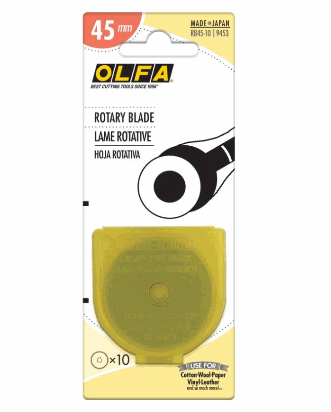 Olfa Rotary Blades 45mm 10ct tungsten carbide replacement rotary cutter blades for fabric cutting
