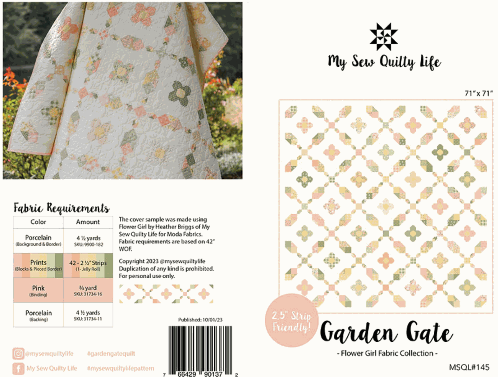 Garden Gate Quilt Pattern 71x71 with floral and geometric design from My Sew Quilty Life