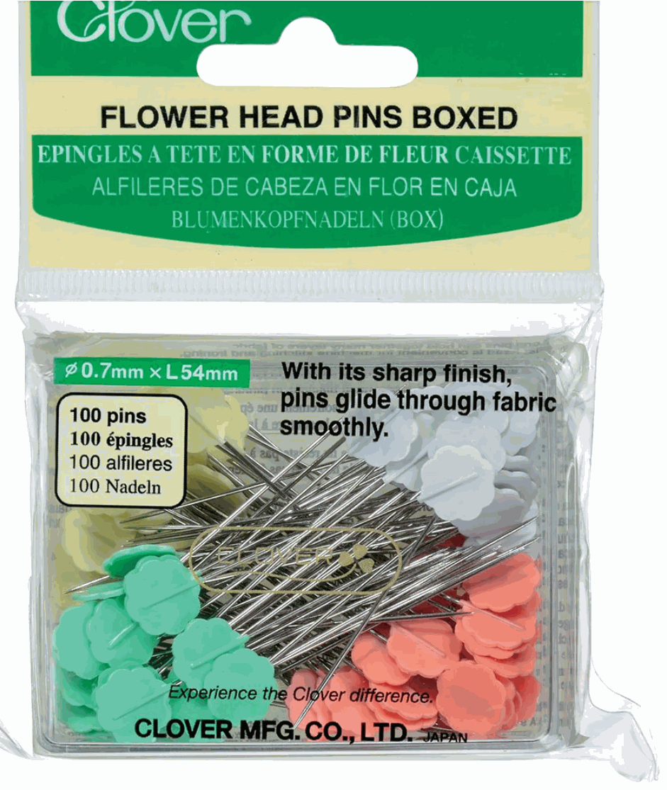 Box of 100 flower head pins 0.7mm x 54mm for smooth fabric sewing