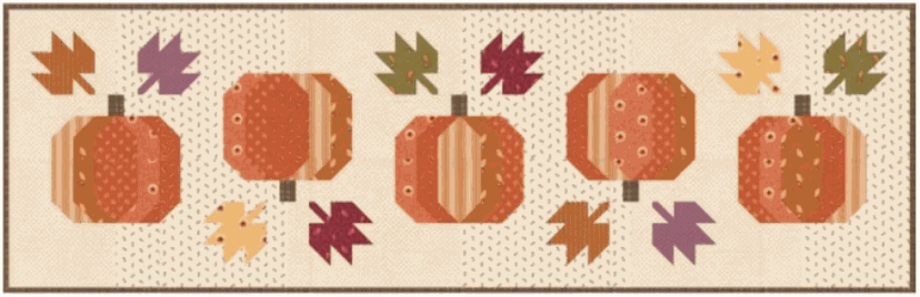 Pumpkin Harvest Table Runner Kit with pumpkin and autumn leaf design by Chrissy Lux and Lisa Bongean