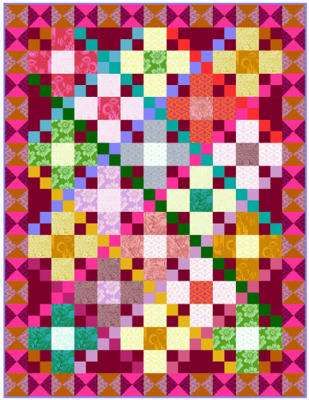 Indelibly Bright Quilt Kit colorful patchwork quilt pattern by Anna Maria Textiles 64x84 inches