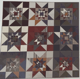Star Stacked Quilt Kit with Prairie Gatherings Flannels by Primitive Gatherings, 72.5" square quilt top and binding options