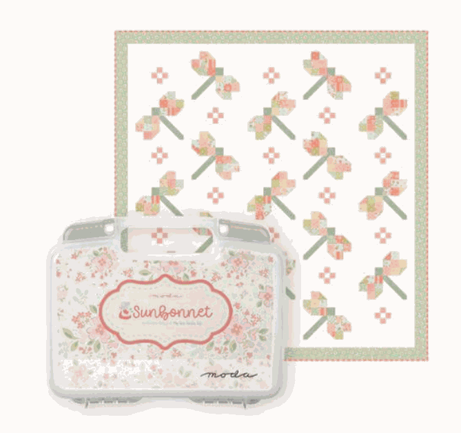 Moda Collectors Series Limited Edition Bin featuring Sunbonnet design by Heather Briggs with exclusive quilt pattern and fabric collection.