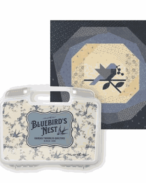 Moda Collectors Series Bluebird's Nest limited edition fabric bin with quilt pattern and accessories