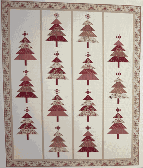 Pine-ing for Christmas Quilt Kit featuring Joie De Vivre fabric Christmas tree design quilt top 71x88 inches