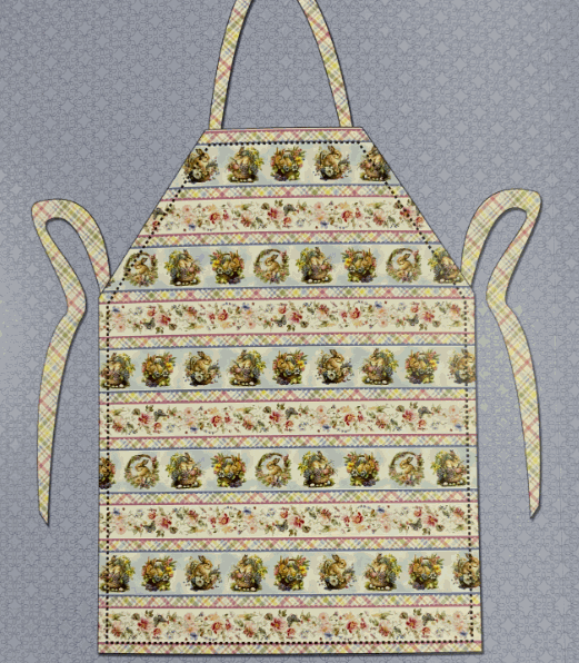 Duet Apron Kit with Basket Full of Blessings floral and bunny fabric by Catherine Bartolli