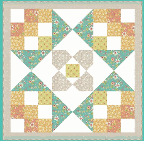 Barn Star 11 Quilt Kit featuring floral garden motifs by Corey Yoder, 40x40 inch quilt top and binding included