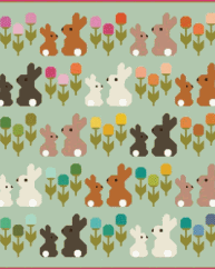 Cottontails Quilt Kit with bunny and flower fabric pattern by Elizabeth Hartman for Moda Fabrics, 68x74 inches, pre-order shipping May 2026