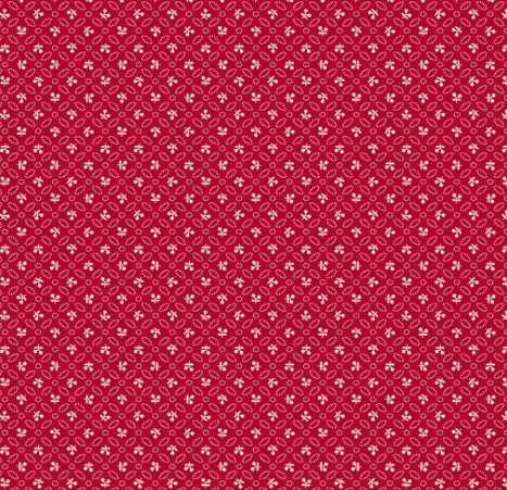 Farmer's Daughter Cherries Jazzberry fabric by Lori Holt with red background and small white floral pattern