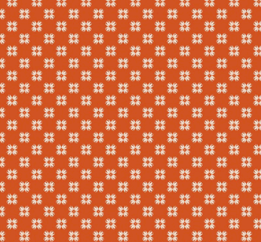 Farmer's Daughter Quilting fabric with white daisy pattern on pumpkin orange background by Lori Holt