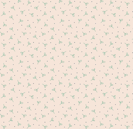 Farmer's Daughter fabric with seedling leaf pattern by Lori Holt on beige background